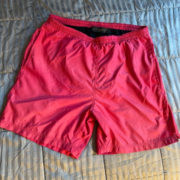 Louis Vuitton Red LV Monogram Swim Shorts Men's Sz Large 32-36” Made in Italy - Picture 1 of 13